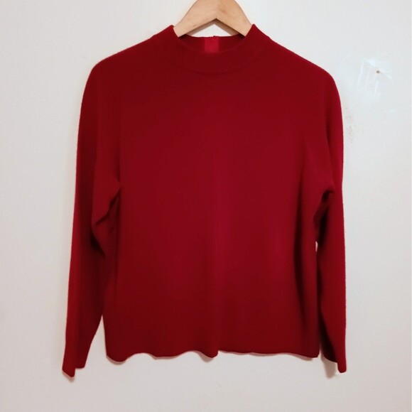 Hampshire Studio Mock Neck Sweater-Petite XL-Zip Back-Red-Classic-Minimal - Picture 1 of 7
